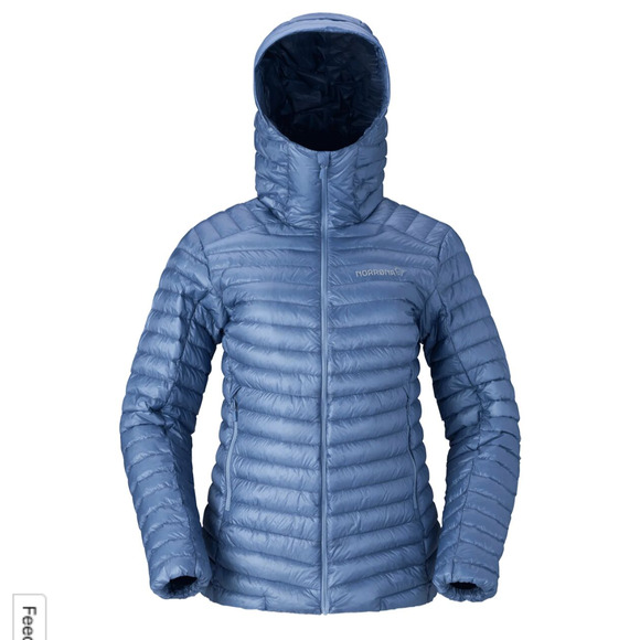 Noronna Women's Trollveggen Down800 Hooded Infinity Puffer Jacket Blue Small - Picture 14 of 15